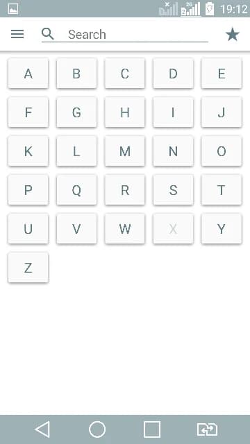 Bible Dictionary & KJV Bible official US Android listing screenshot showing the alphabetical dictionary browse screen