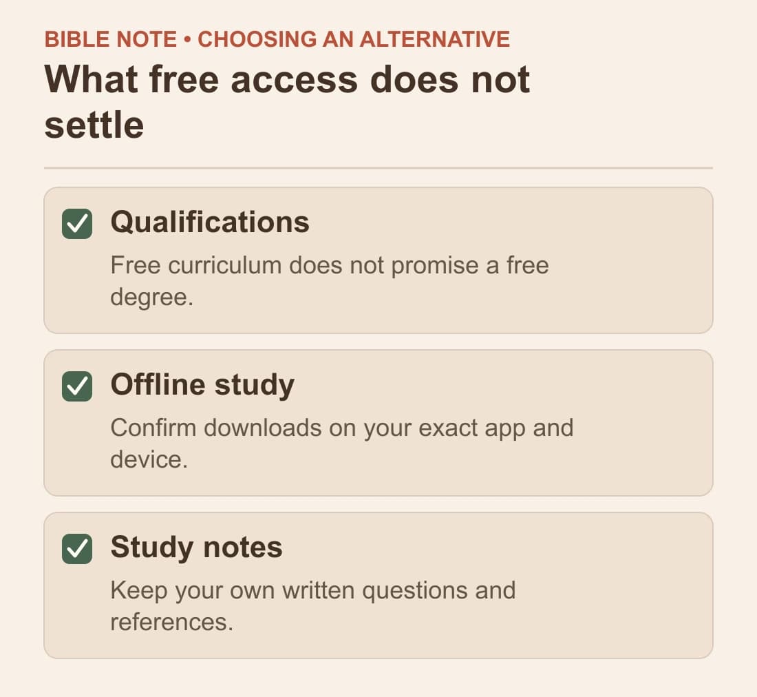 What free access does not settle: Qualifications; Offline study; Study notes