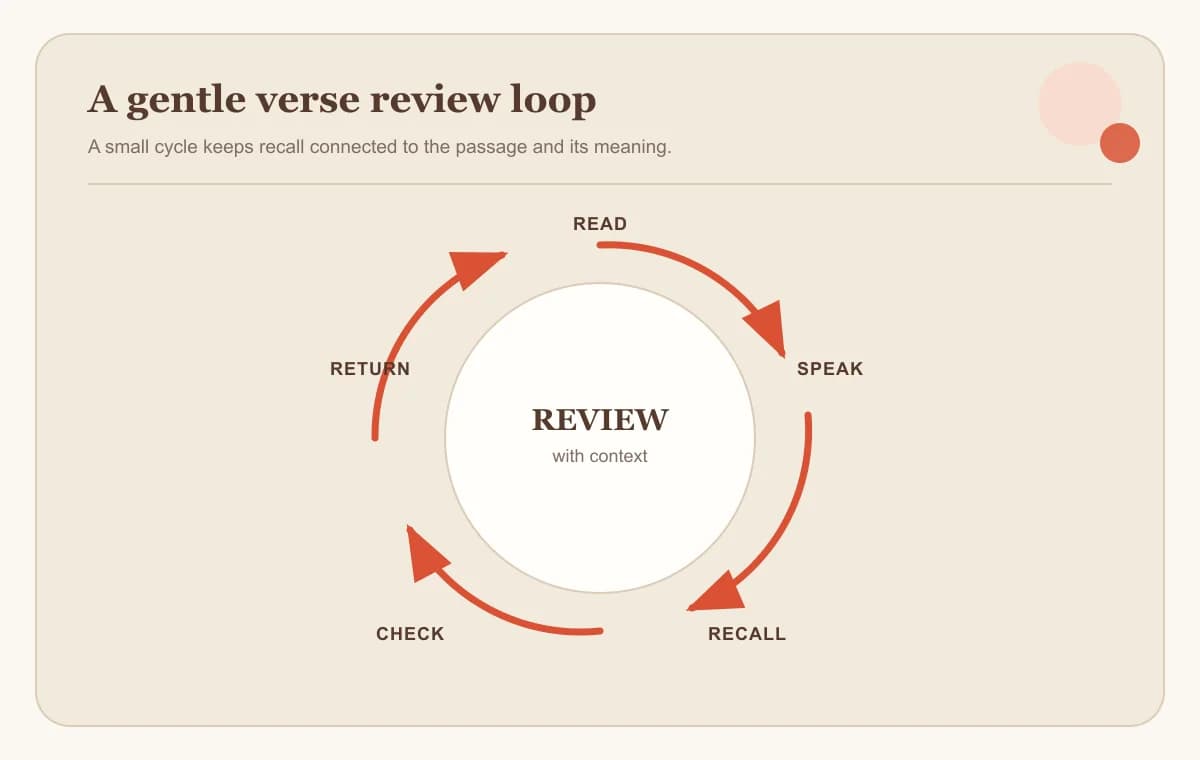 A repeatable Bible verse review loop from reading through revisiting