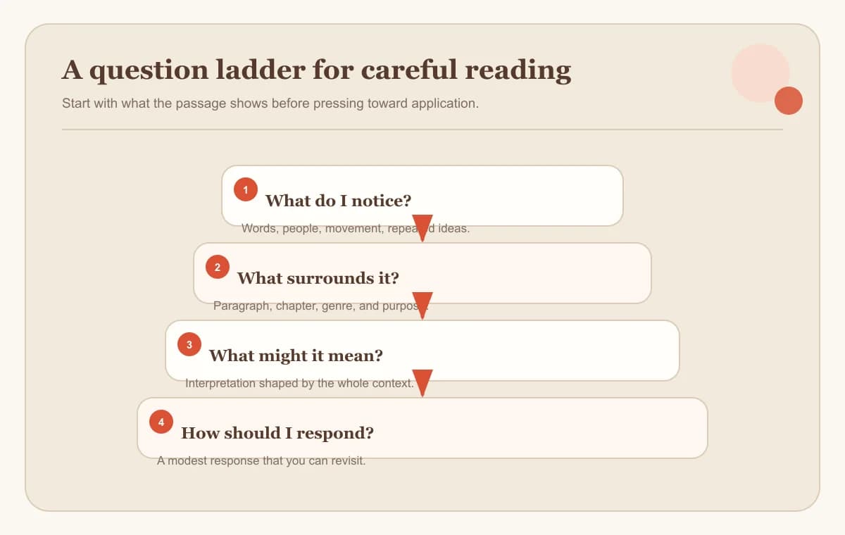 A question ladder for observation, context, interpretation, and application