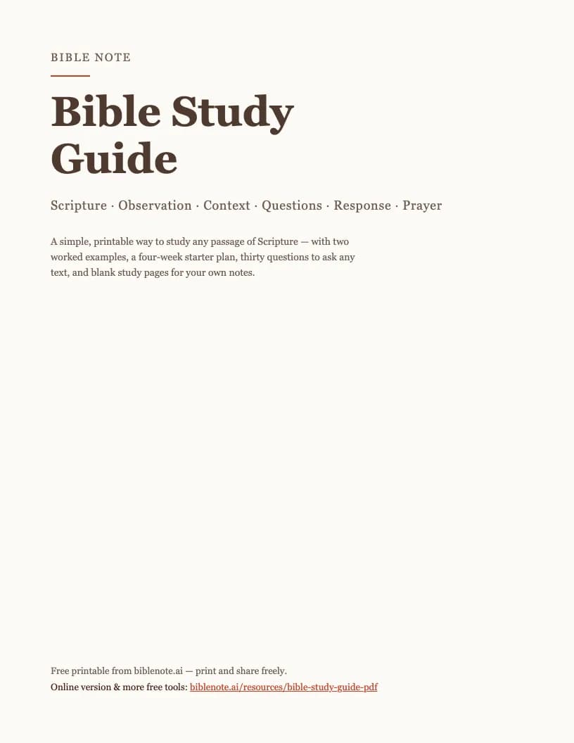 Cover of the printable Bible Study Guide PDF from Bible Note