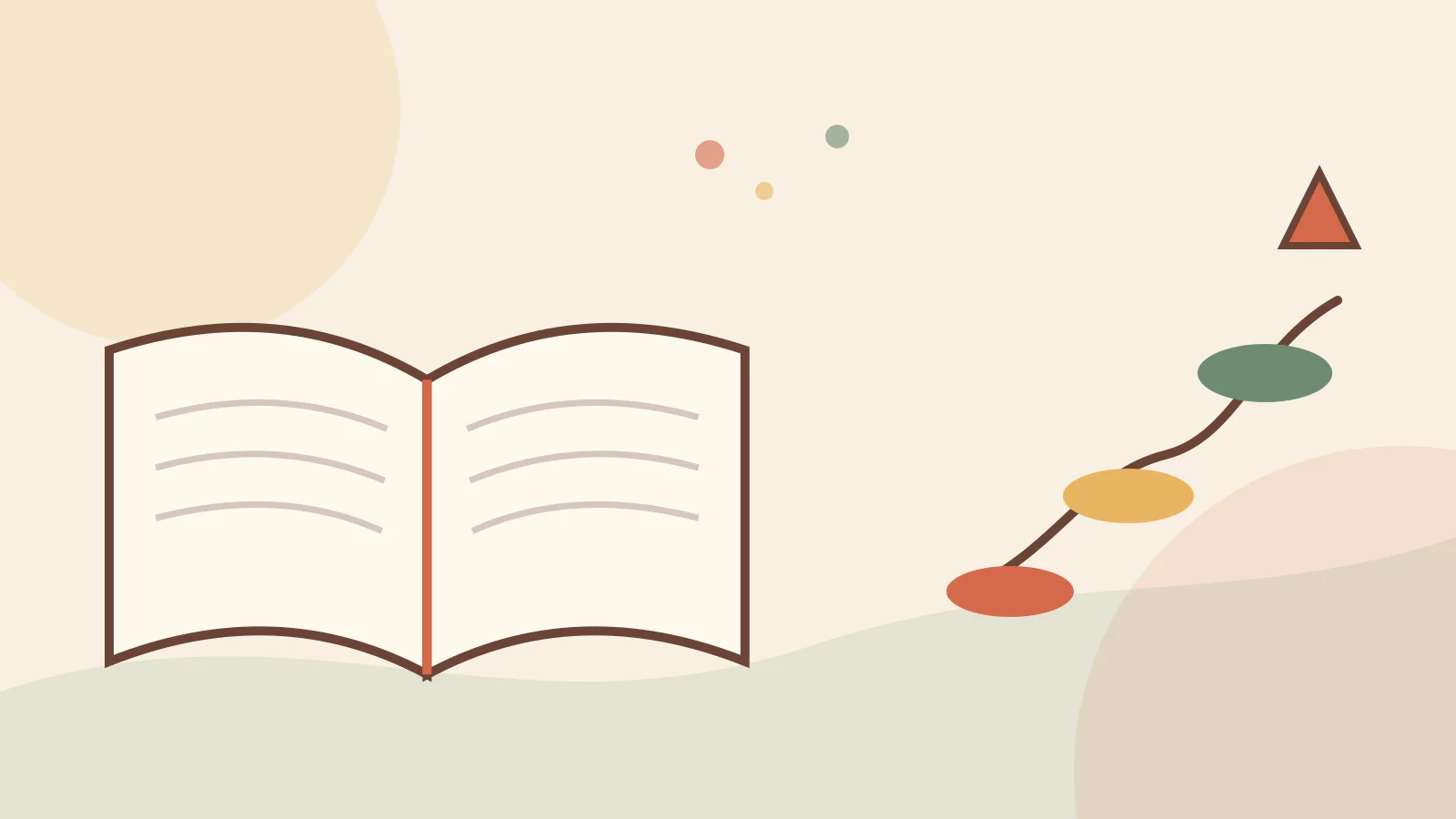 An open Bible with illustrated paths for bible stories about faith